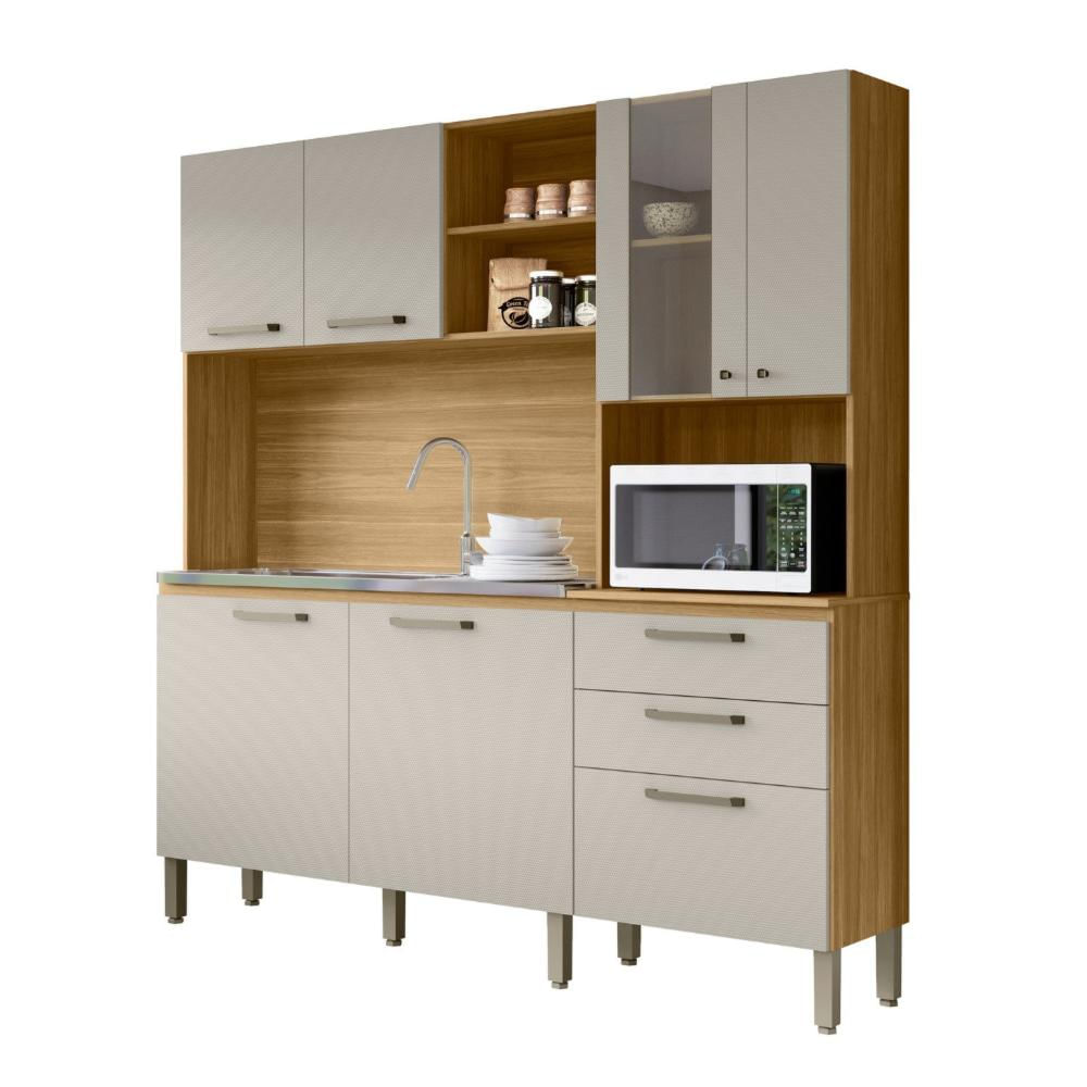 Miniatura Armário de Cozinha 7 Portas 2 Gavetas Mega Freijó/Soft