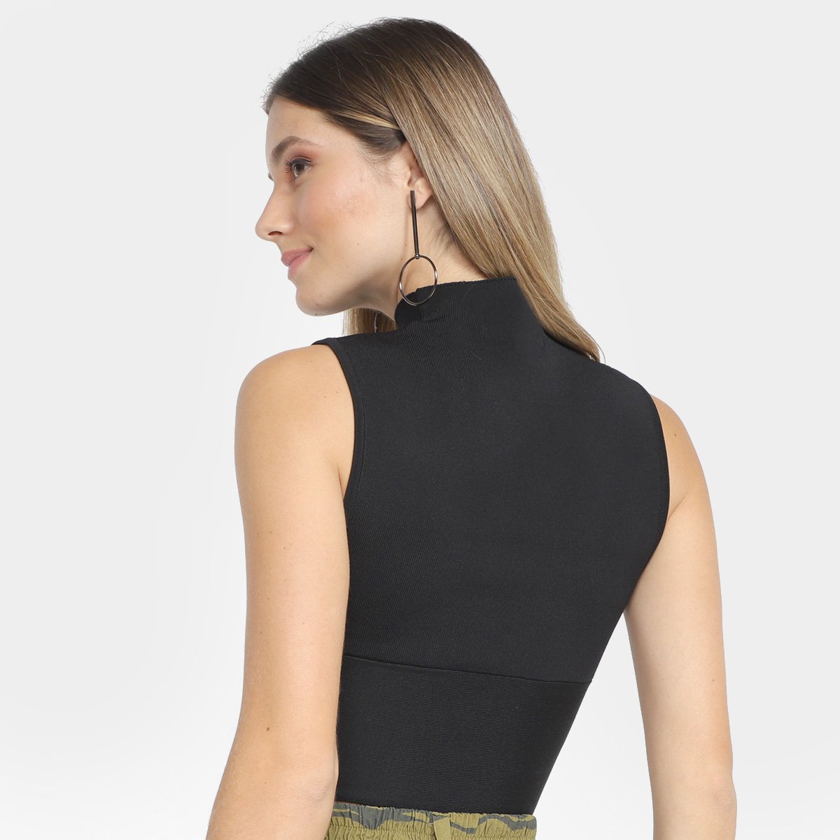 Miniatura Regata Cropped Tricot Animale Pala Feminino Preto - G