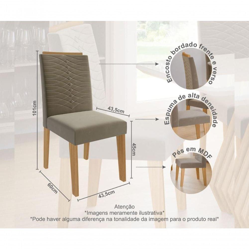 Conjunto Sala De Jantar 160x80 Tampo Mdf/vidro 6 Cadeiras Nature/offwhite/joli Nature/offwhite/joli