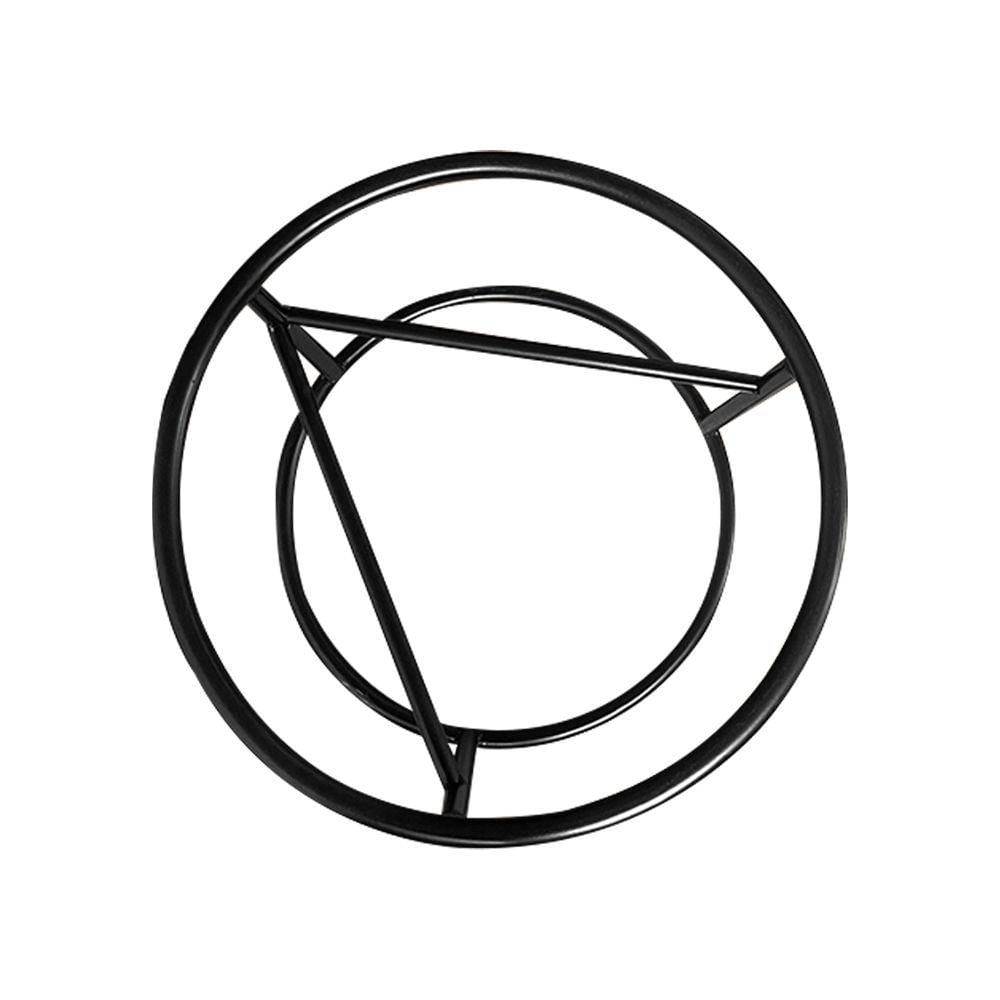 Miniatura Puff Luma Linho Bege Com Base De Aço Preta - Preto