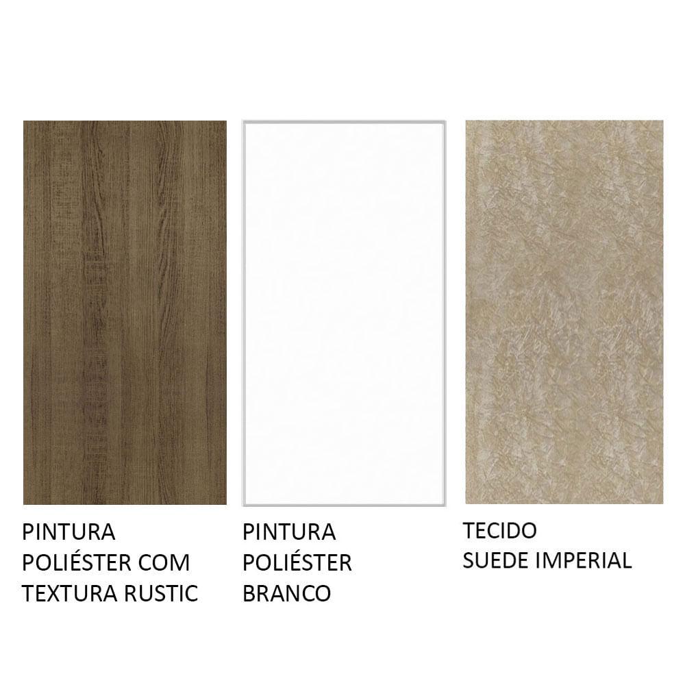 Conjunto Sala de Jantar Madesa Rafaela Mesa Tampo de Vidro com 6 Cadeiras Rustic/Branco/Imperial