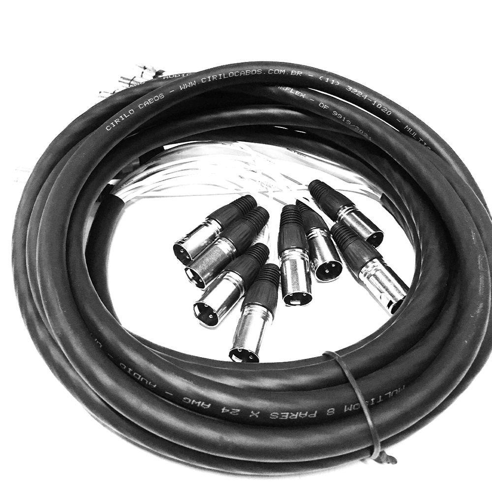 Miniatura Multicabos Xlr 8 Vias Cirilo Cabos - 20 Metros