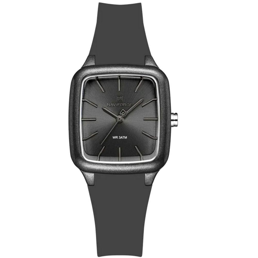 Miniatura Relogio Feminino Design Quadrado Casual Simples Impermeavel Pulseira Silicone Cinza