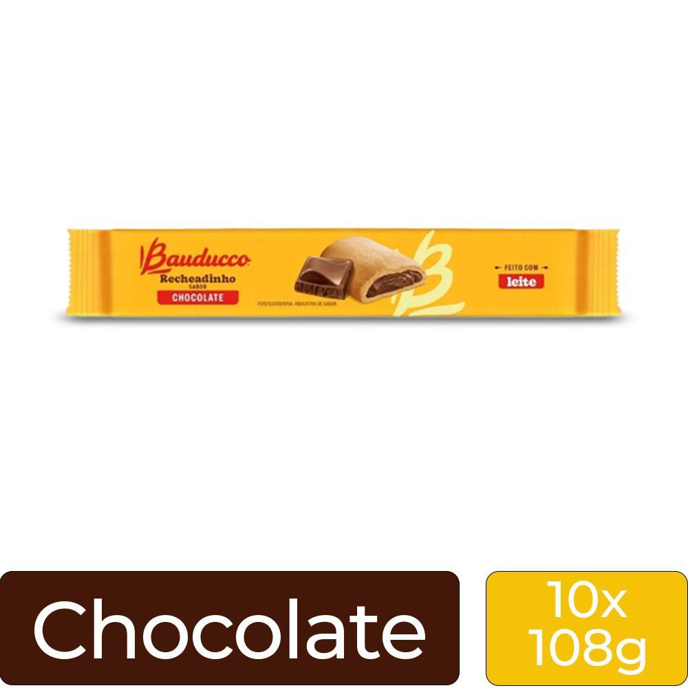 Miniatura Biscoito Recheadinho Bauducco Chocolate Kit 10 Pacotes 108G