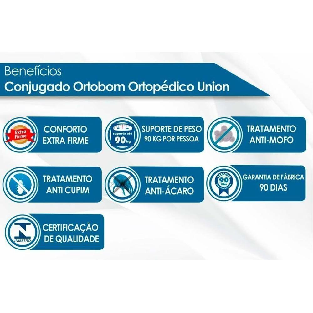 Miniatura Cama Box Conjugado Casal: Colchão Ortopédico Union (138x188) Ortobom