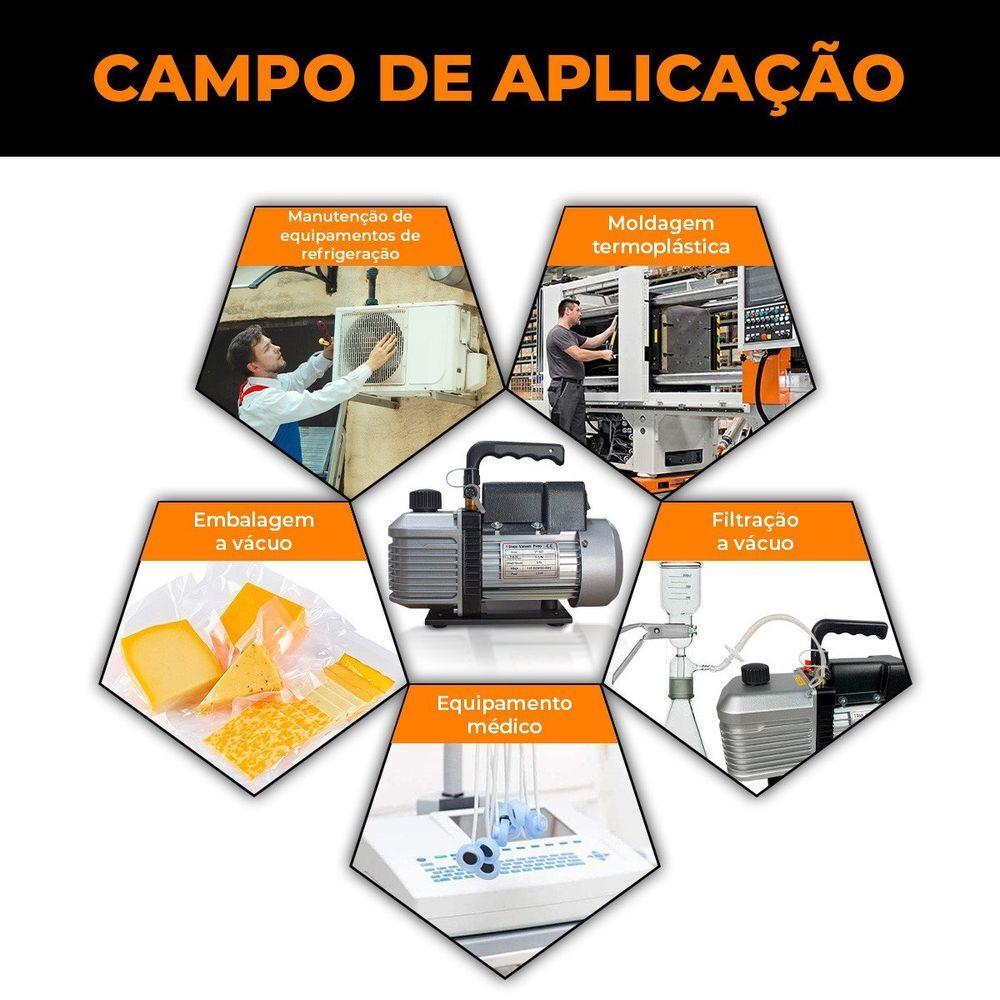 Bomba Vácuo Refrigeração Automotiva 6cfm Duplo Estágio 1-2hp