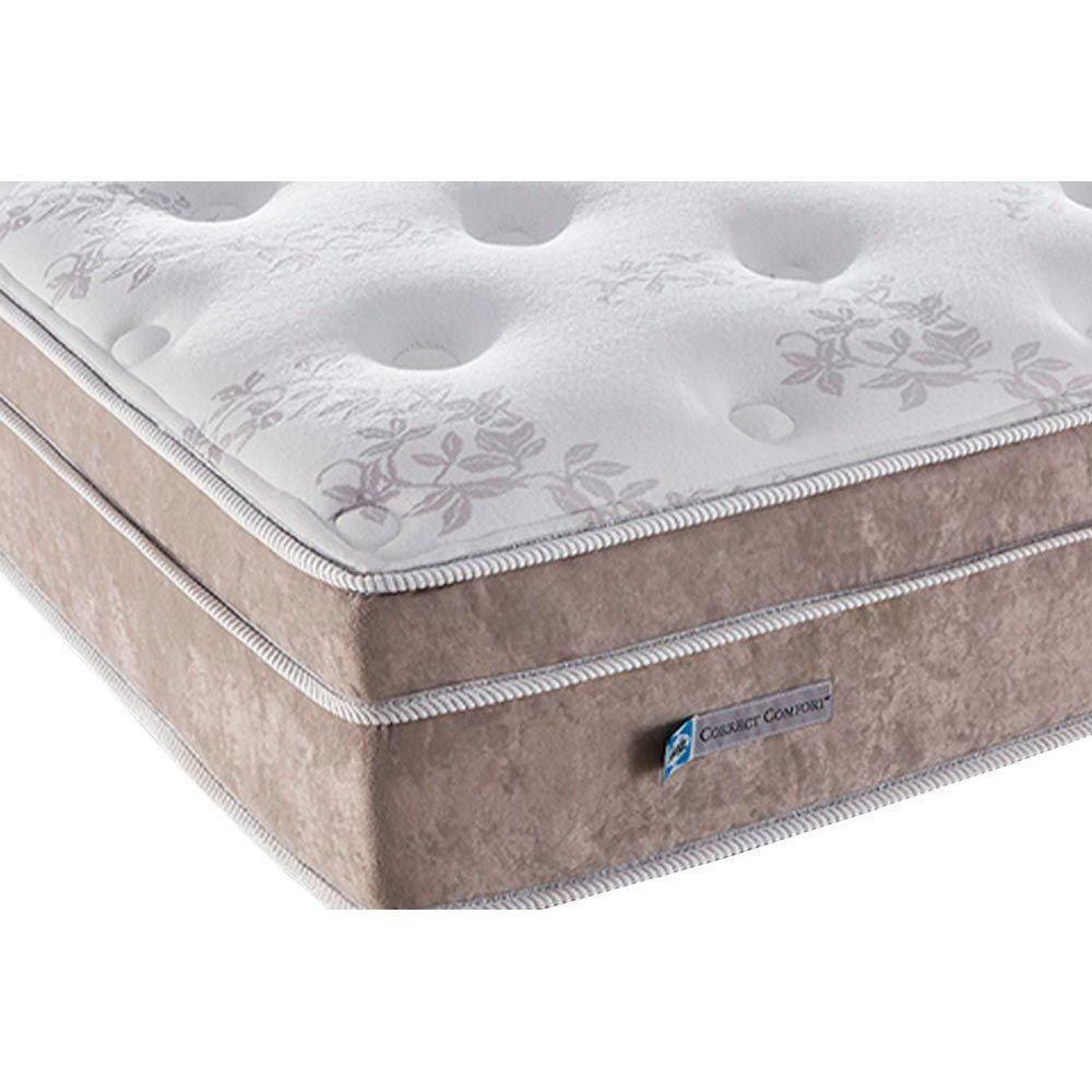 Miniatura Cama Box Casal: Colchão Molas Masterpocket Ensacadas Plumatex Miami + Base Crc Suede Bege(138X188)