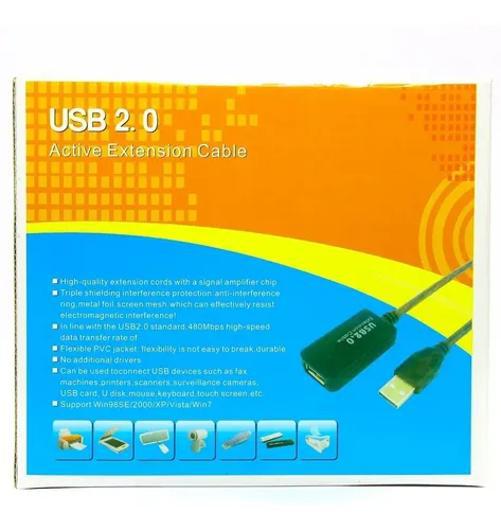 Miniatura Cabo Extensor USB 2.0 Ativo Amplificado 15m Logitech C920