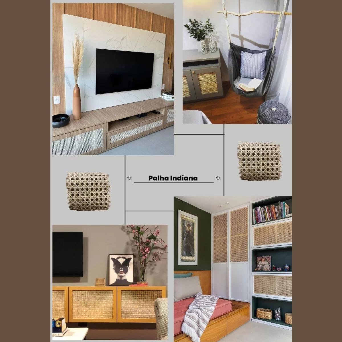Palha Indiana Palhinha Sintética Sextavada Rattan 2Mt X 50Cm