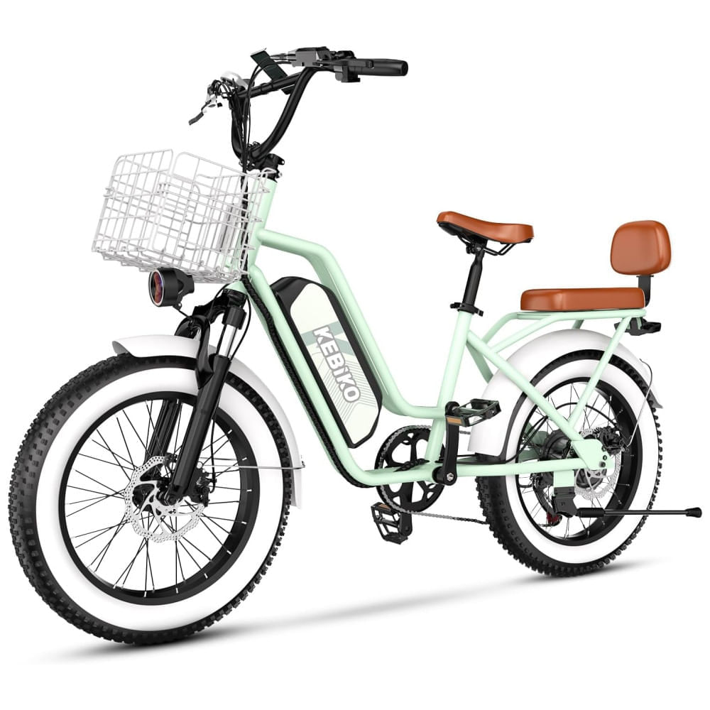 Miniatura Bicicleta Elétrica para 2 Pessoas, Bateria Removível de 48V 20AH, Motor Potente, Pneus Largos 20"x 4.0" para Adultos, Autonomia de 80 Milhas, Velocida