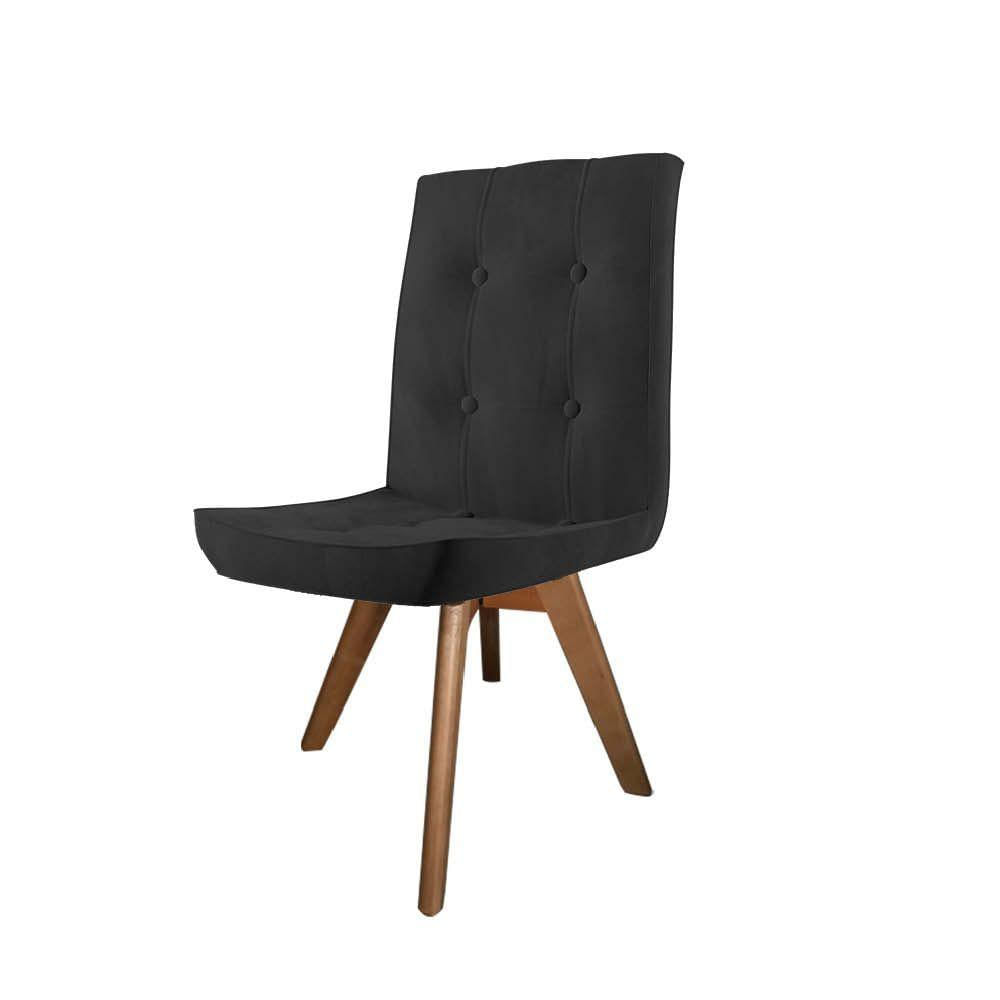 Miniatura Cadeira De Jantar Drop Com Botão Base Giratória Imbuia Suede Preto