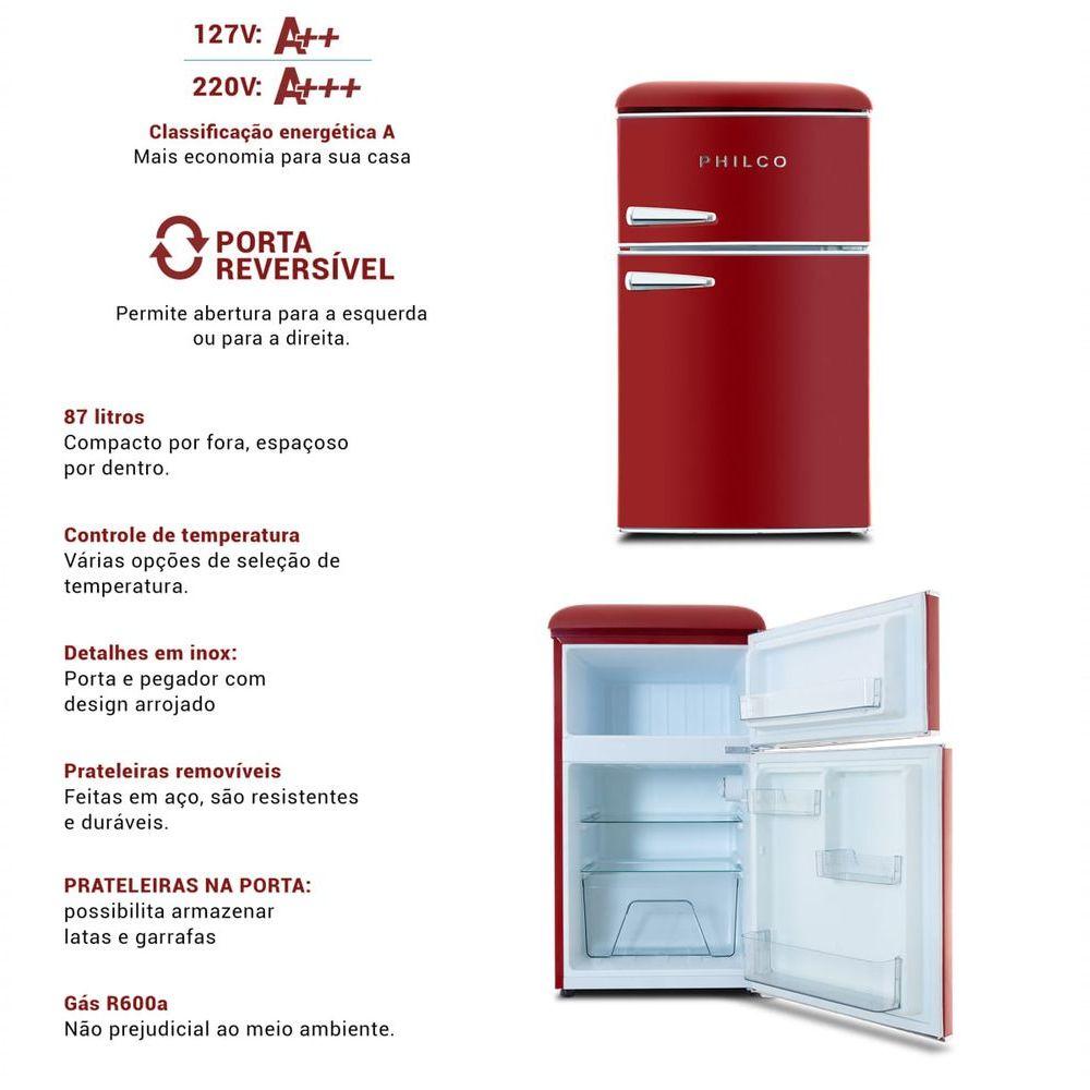 Frigobar Retrô Philco PFG100RV 87L 110V