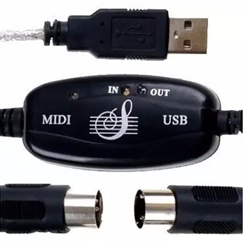 Miniatura Cabo MIDI-USB suporte adaptador de teclado para PC