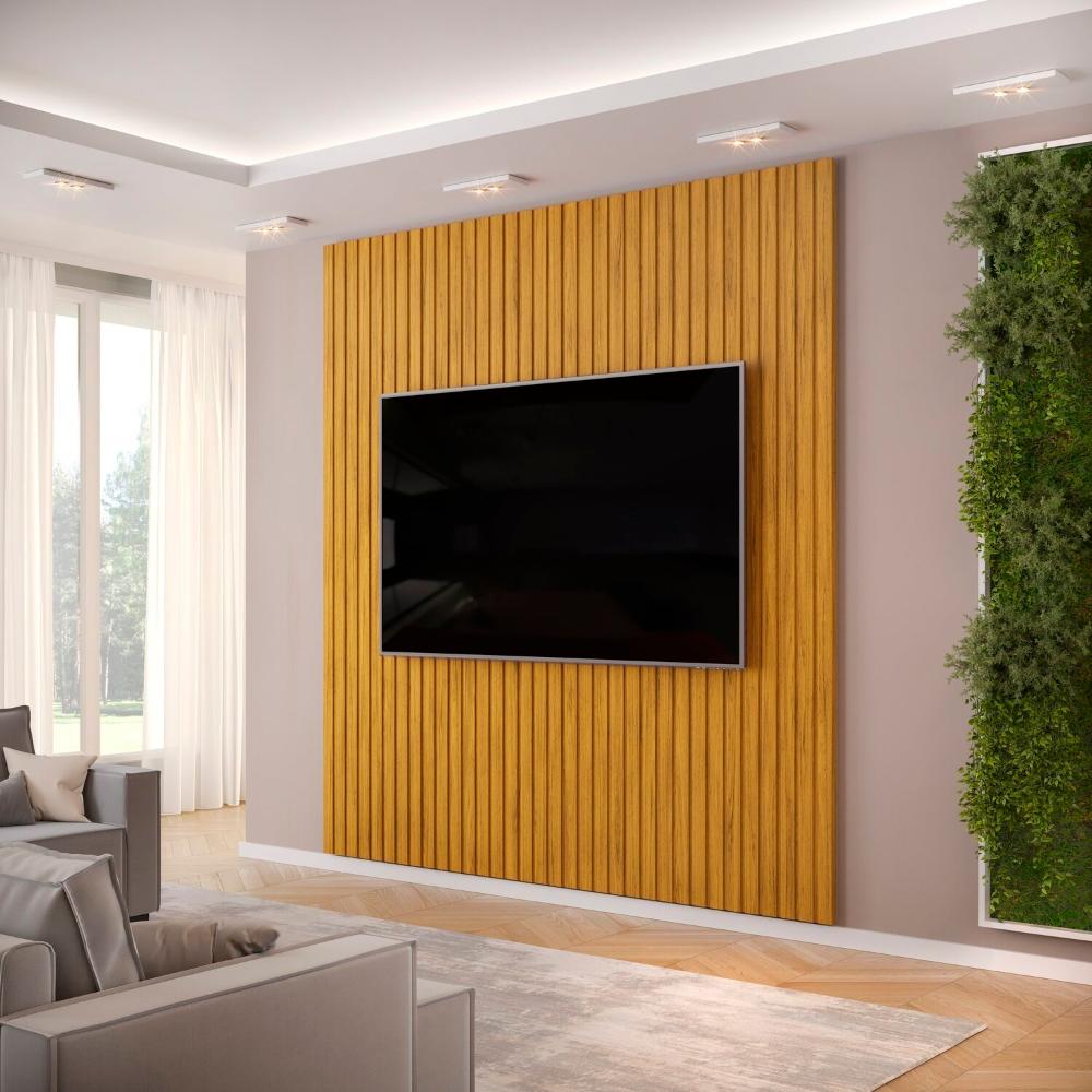 Painel Ripado Trento 250x240cm em Mdf Cedro