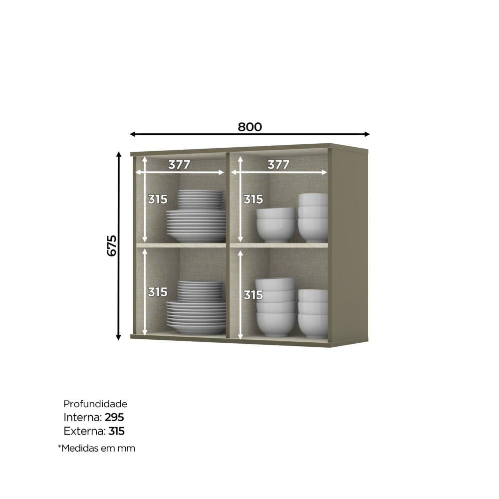 Miniatura Armário Aéreo 2 Portas Vidro 80cm Aurora Duna