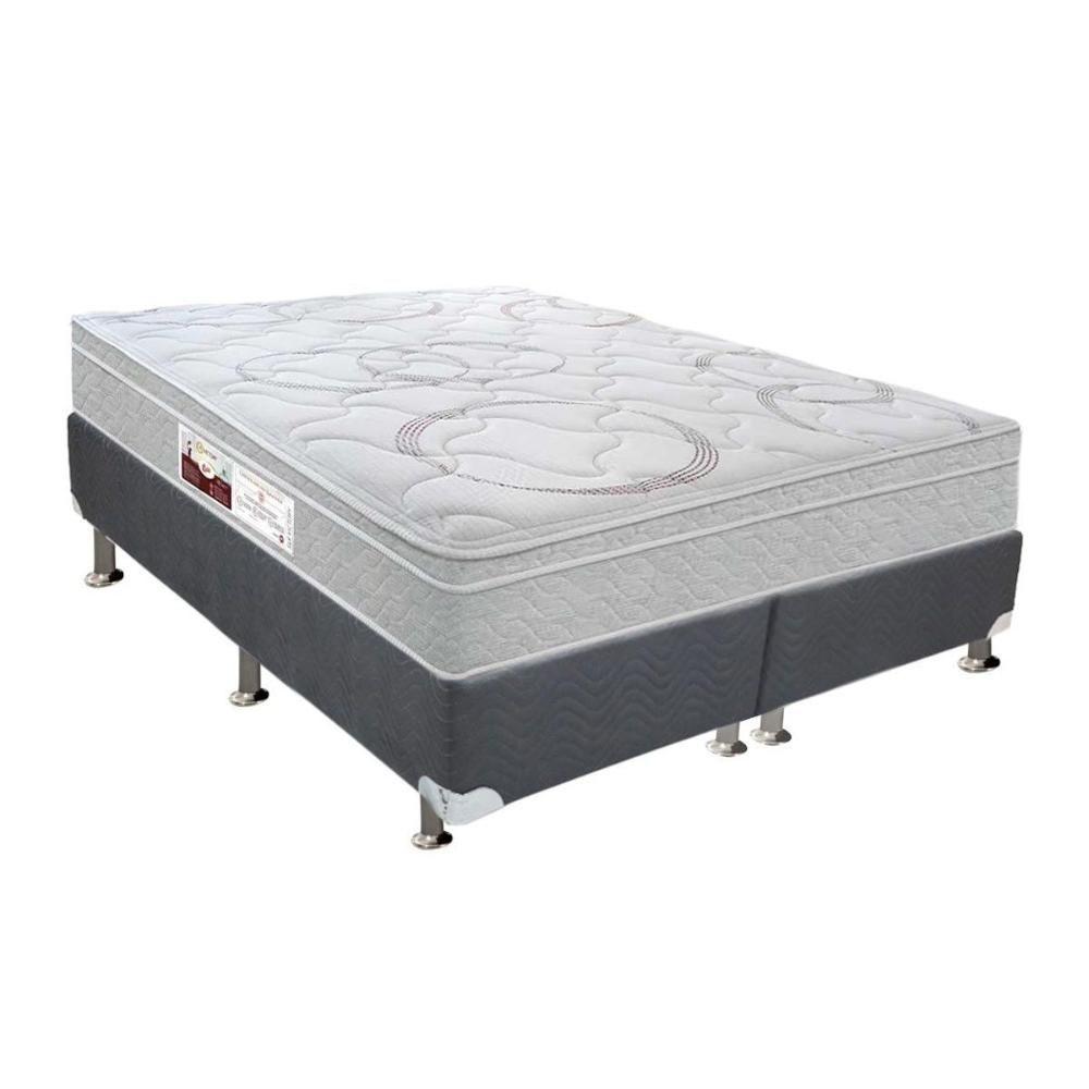 Miniatura Cama Box Queen: Colchão Molas Pocket Ensacadas Castor Sr Victory + Base Crc Suede Cinza(158X198)