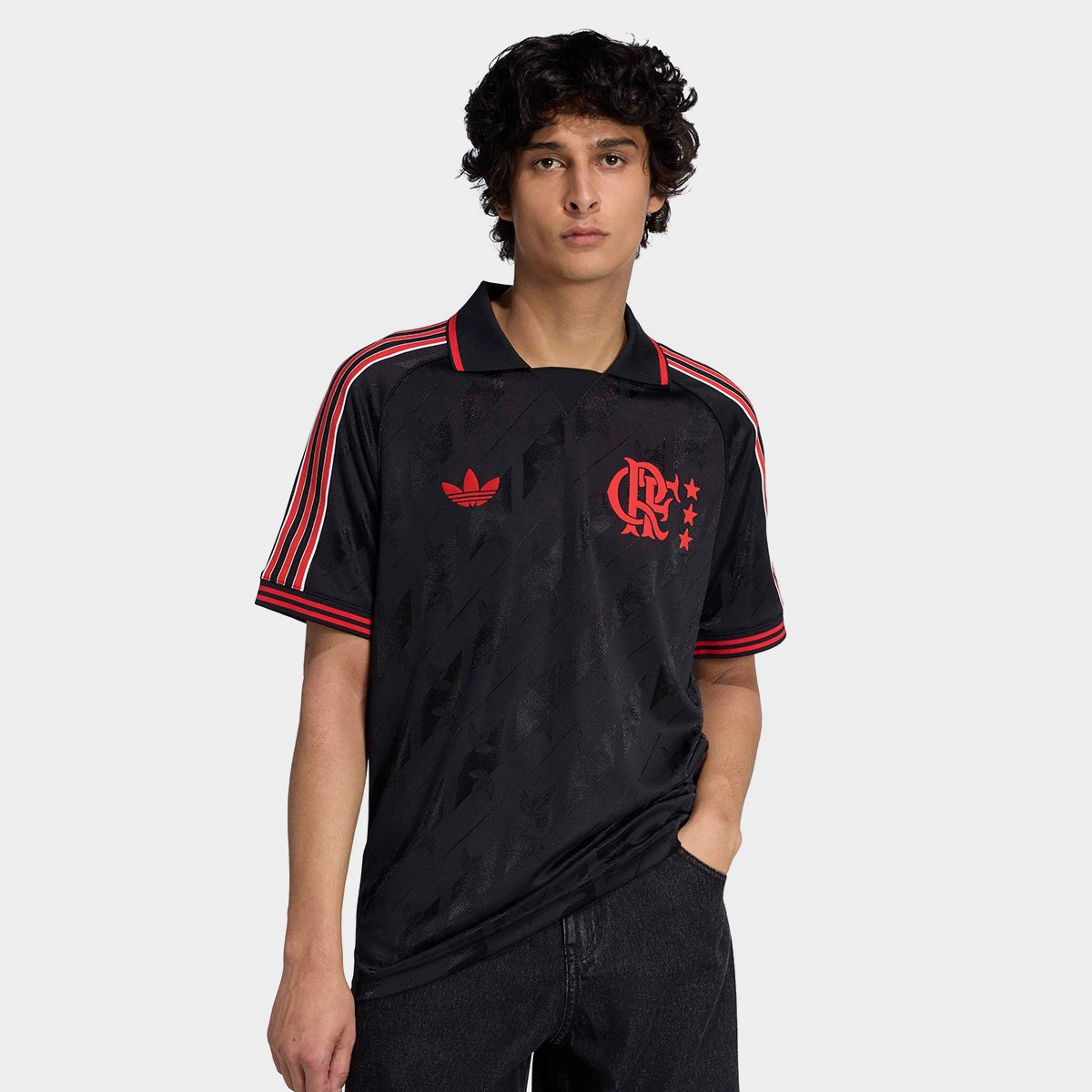 Miniatura Camisa Flamengo Lifestyler 25/26 Adidas Masculina Preto - EGG