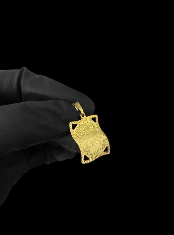 Miniatura Pingente Jesus Old School Ouro 18k | Zircônias | GG