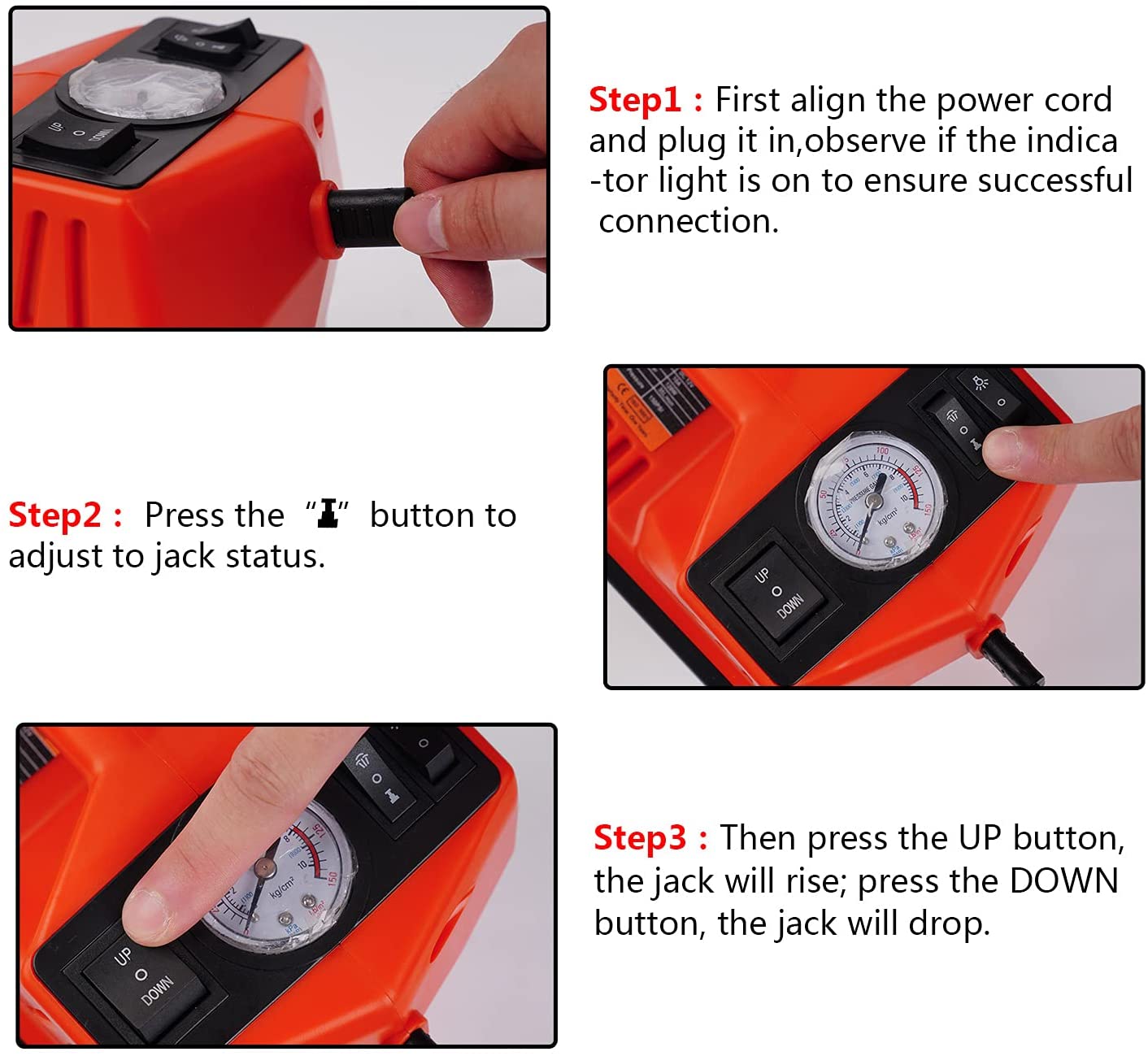 Miniatura ROGTZ Electric Car Jack 5 Ton 12V Hydraulic Car Jack with Tire Inflator Pump and LED Light Electric Car Jack Lift Floor Jack for SUV Sedans Tire Change Red