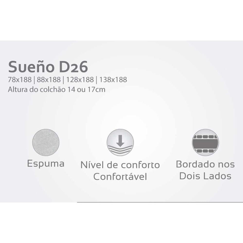 Miniatura Colchão Solteiro Espuma D26 Sueño Liso (78x188x14) - Herval