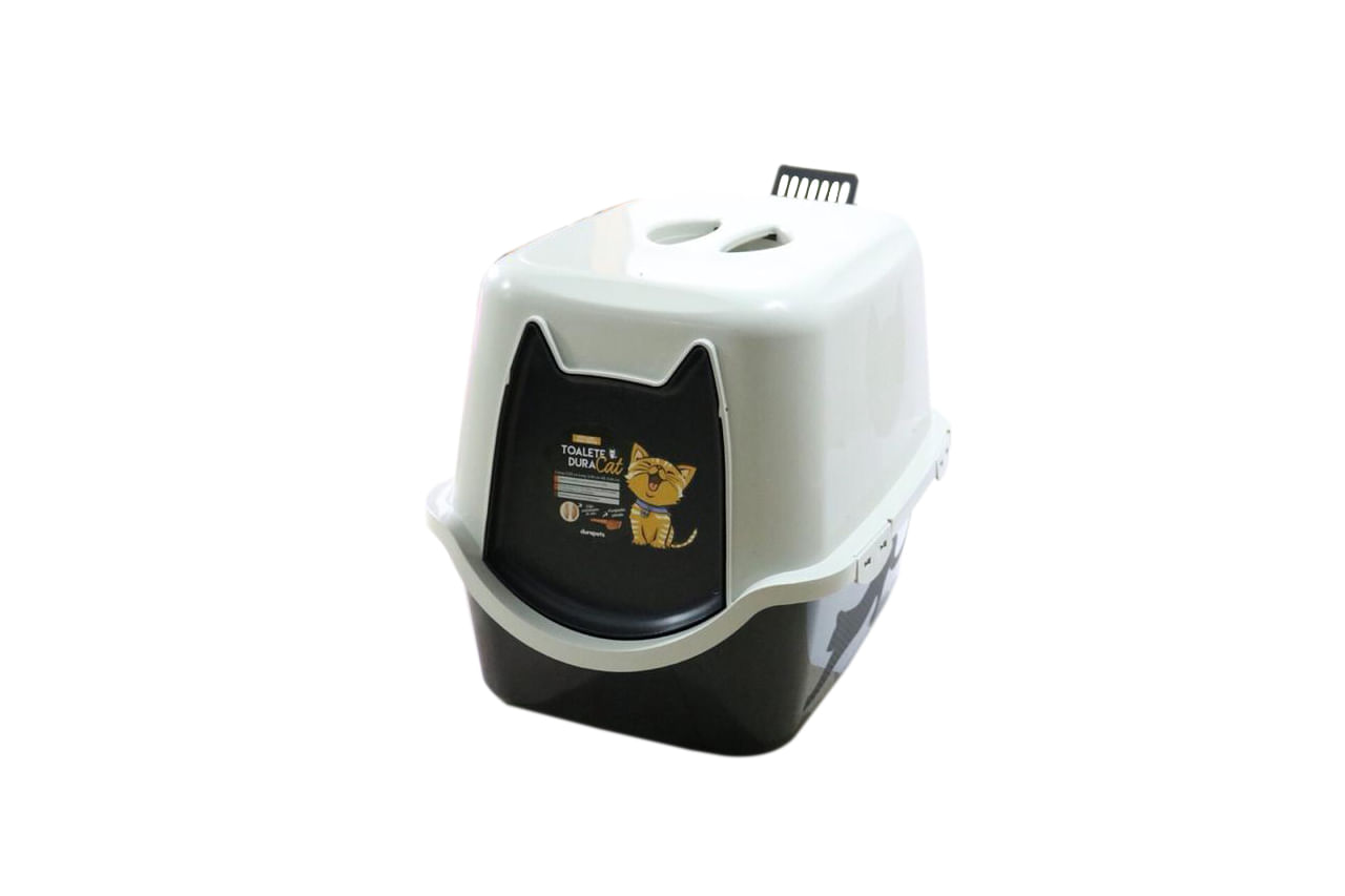 Miniatura Caixa De Areia Para Gatos Fechada Banheiro Durapets Preta Preto - Caixa de areia - Gatos