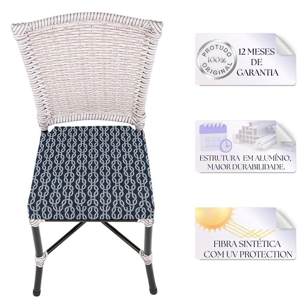 Miniatura Jogo Cadeira De Jantar Em Alumínio E Fibra Estofado Impermeavel 6 Unidades Marmore Z30