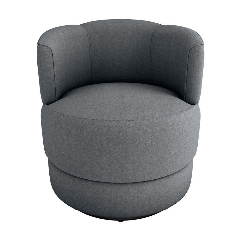 Miniatura Poltrona Decorativa Giratória Base De Ferro Marselha Boucle Cinza Matrix Boucle Cinza
