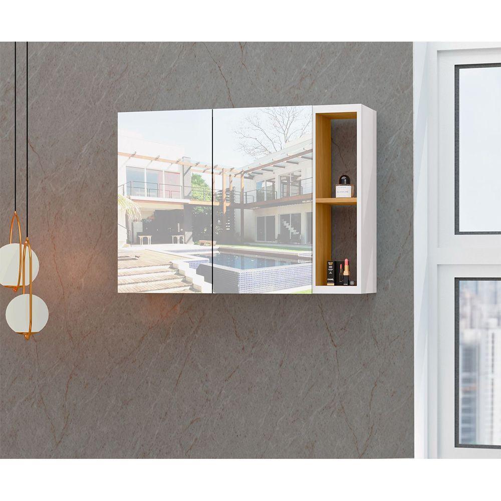 Miniatura Espelheira Para Banheiro Armário Suspenso Florence Branco