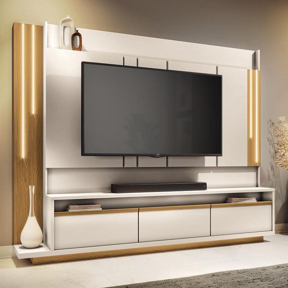 Miniatura Estante Home Theater Montane Para Tv Até 75? Off White-cinamomo - Pr Móveis Off White-cinamomo