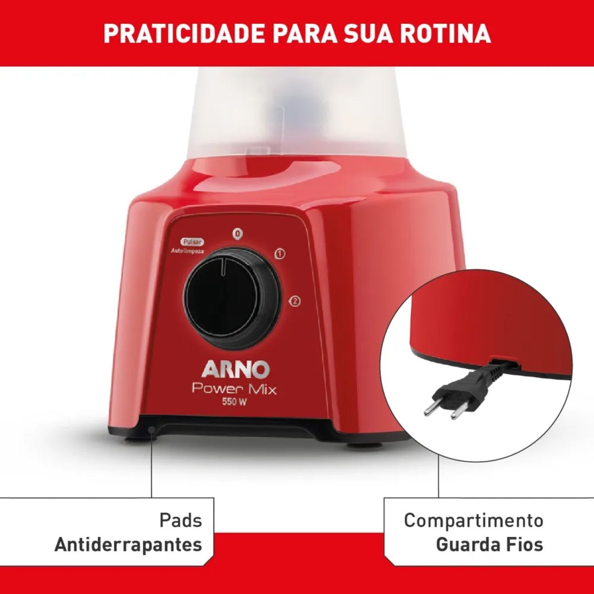 Liquidificador Arno 550W Power Mix Vermelho LQ11 110v 110V