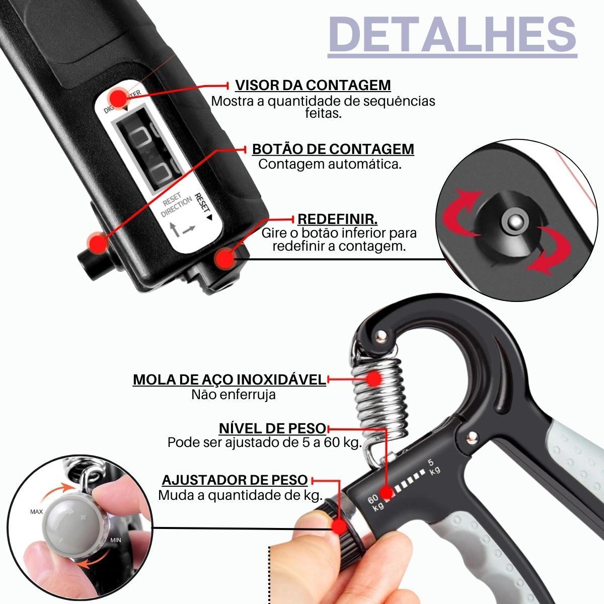 Miniatura Hand Grip Aparelho Muscular Recuperação De Lesões E Contador