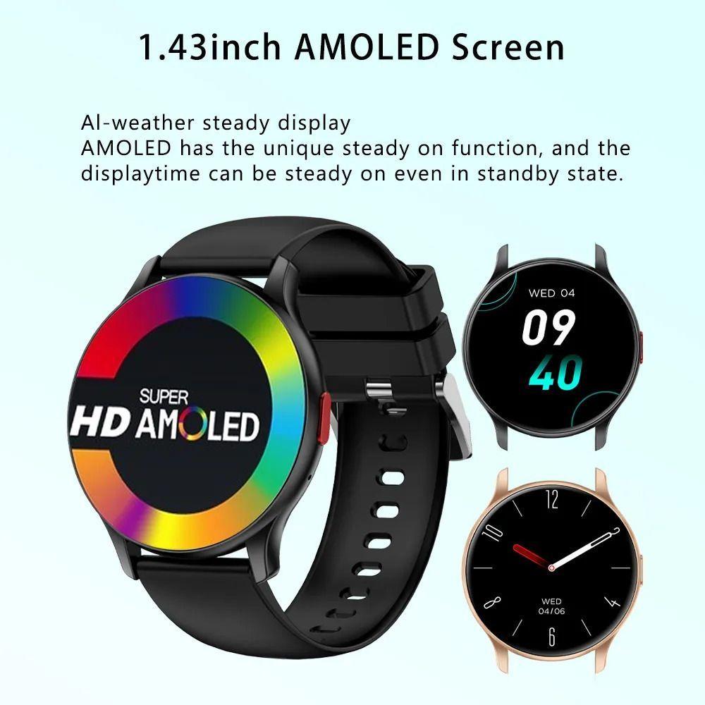 Miniatura Relógio Inteligente 1.43 Polegadas Amoled Senbono Max 11 Preto