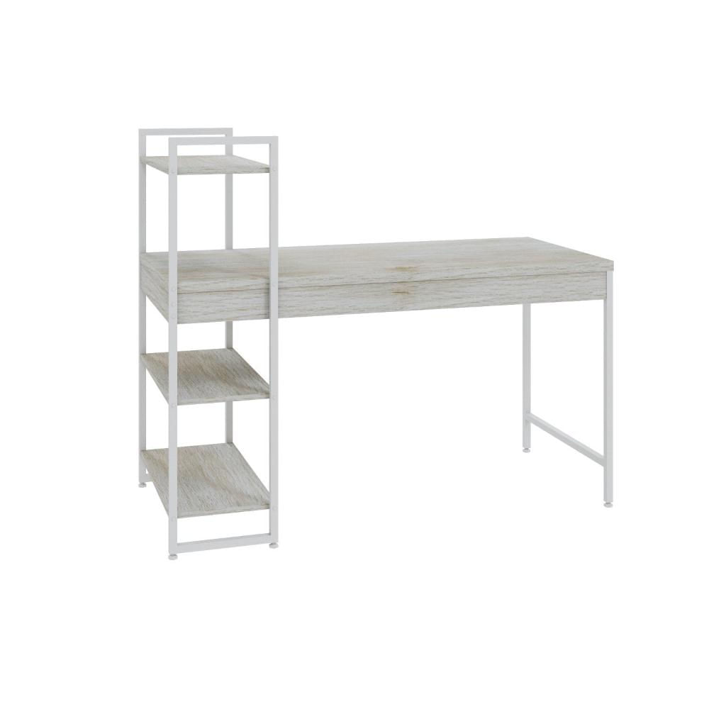 Escrivaninha com Estante 3 Prateleiras Estilo Industrial 135cm Active Yescasa Snow / Est.Branca