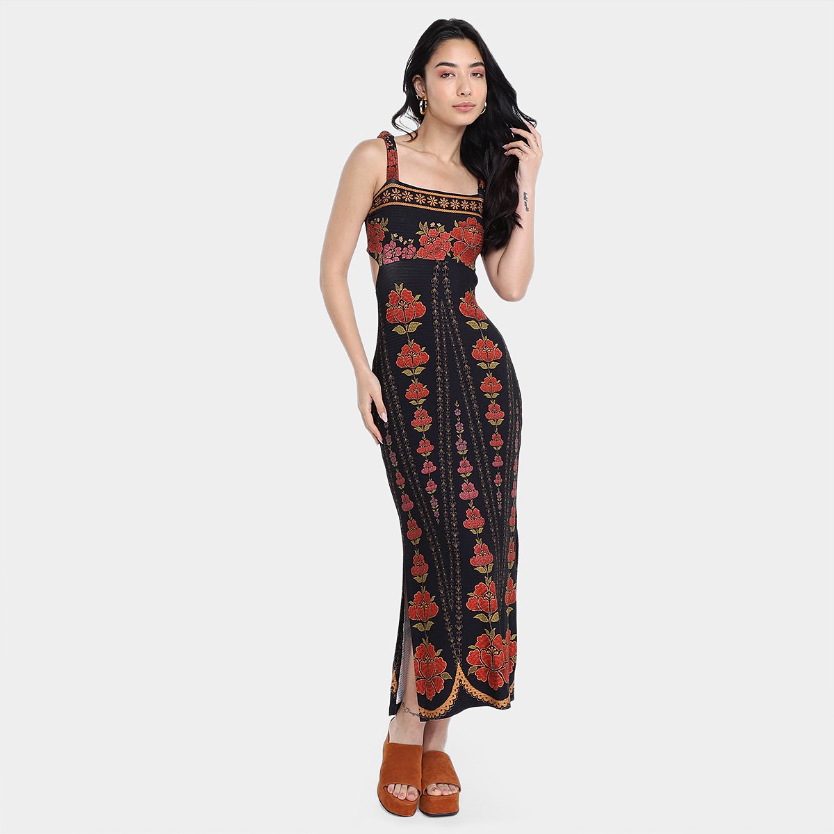 Miniatura Vestido Farm Midi Madalena Preto - G