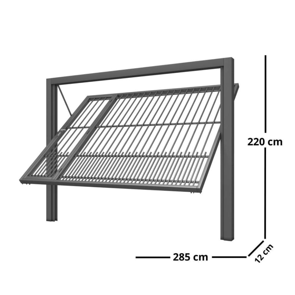 Miniatura Portão Contrapeso de Aço com Grade Tubolar 220x285 Req: 12 Cinza