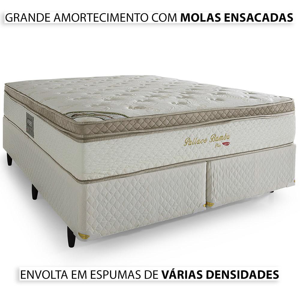 Cama Box com Cabeceira Queen Herval Pallace Bambu em Molas Ensacadas, 71x158x198 cm