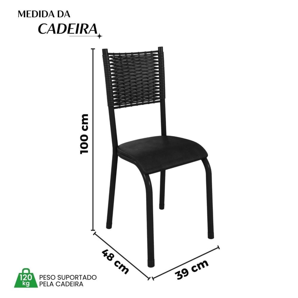 Miniatura Kit com 06 Cadeiras Mariana 100cm X 48cm X 39cm Preto