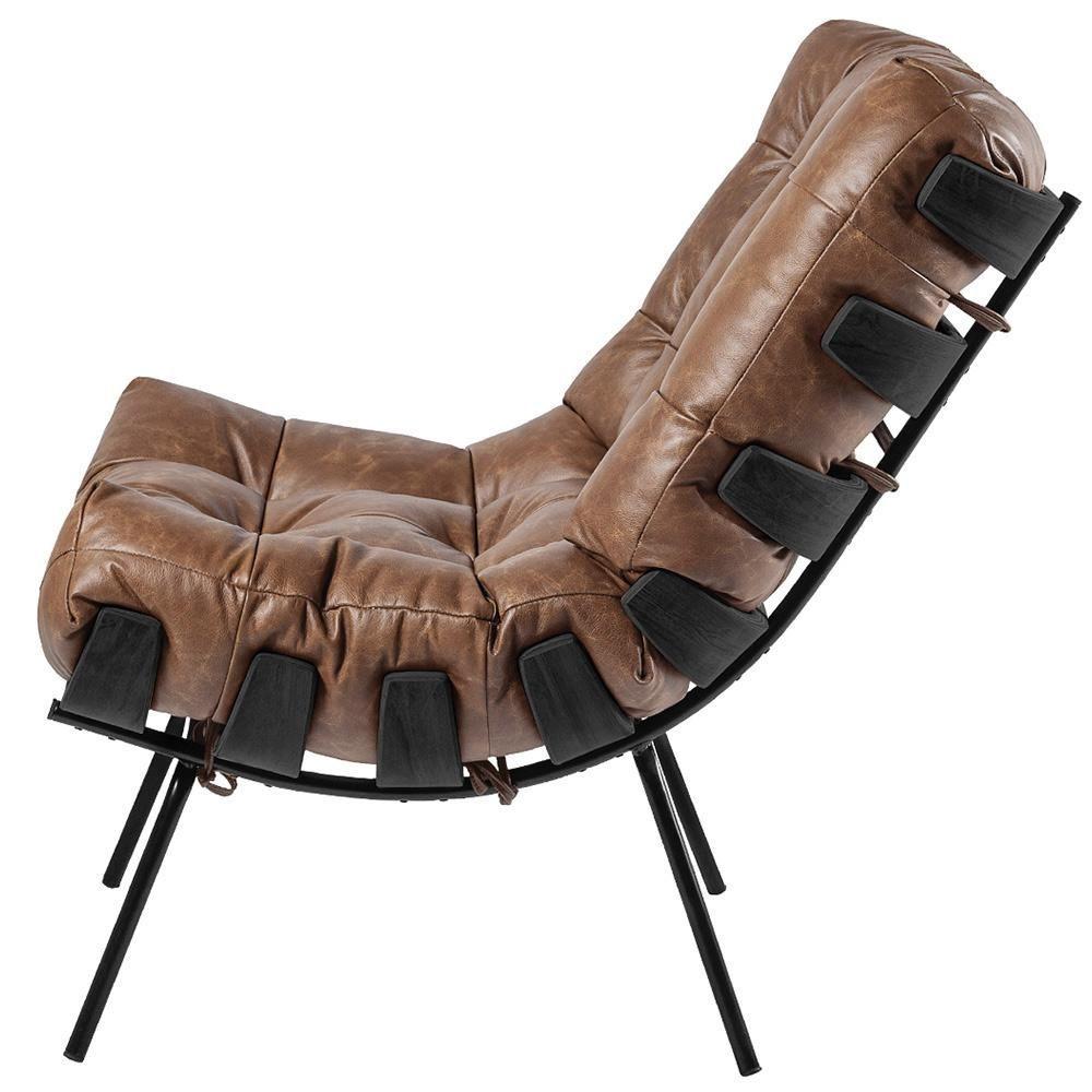 Miniatura Poltrona Costela Preto L04 Couro Mel