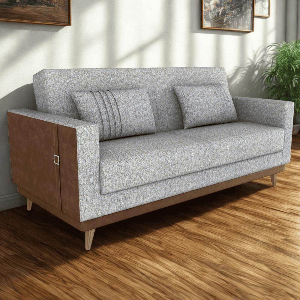 Miniatura Sofa Cama 2 Lugares 203 Cm Linho Plano Milenum Corino Whisk Milani Store Palha