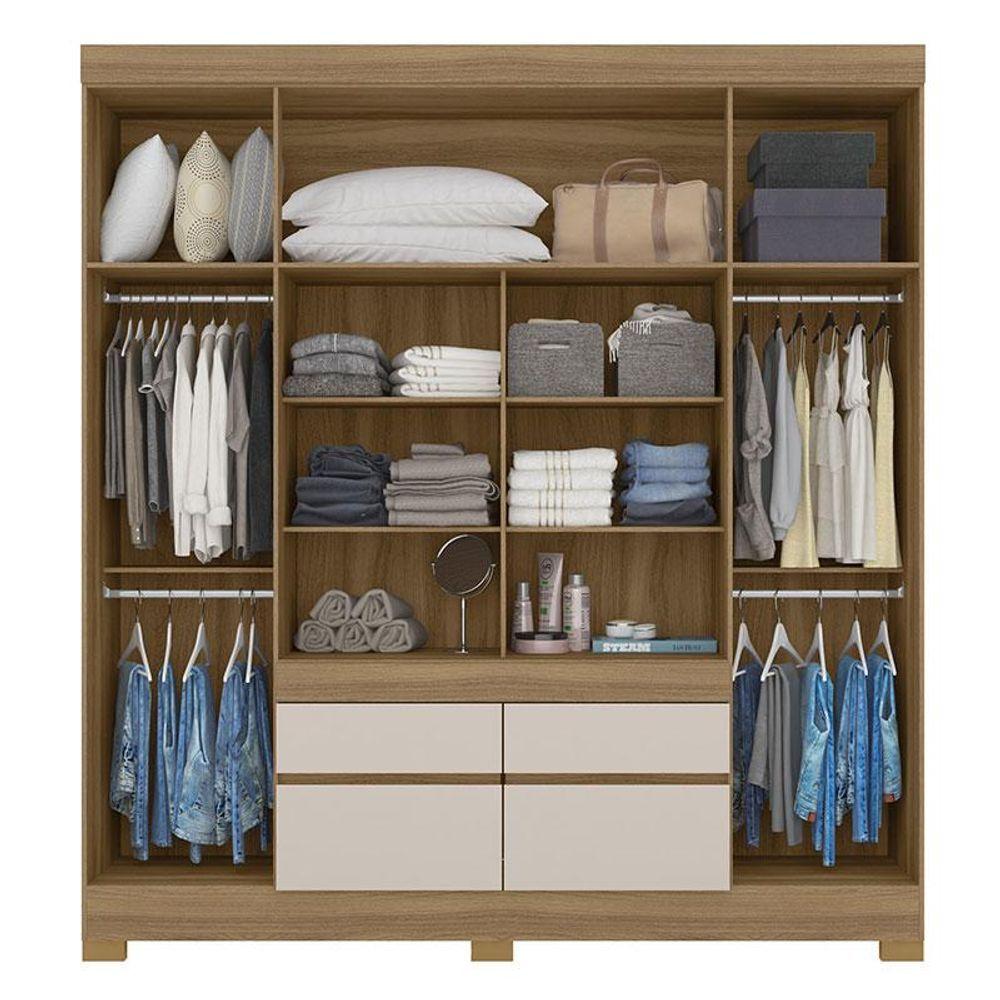 Miniatura Cômoda Montevidéu E Guarda Roupa Casal Bilbao Amêndola Off White - Demóbile