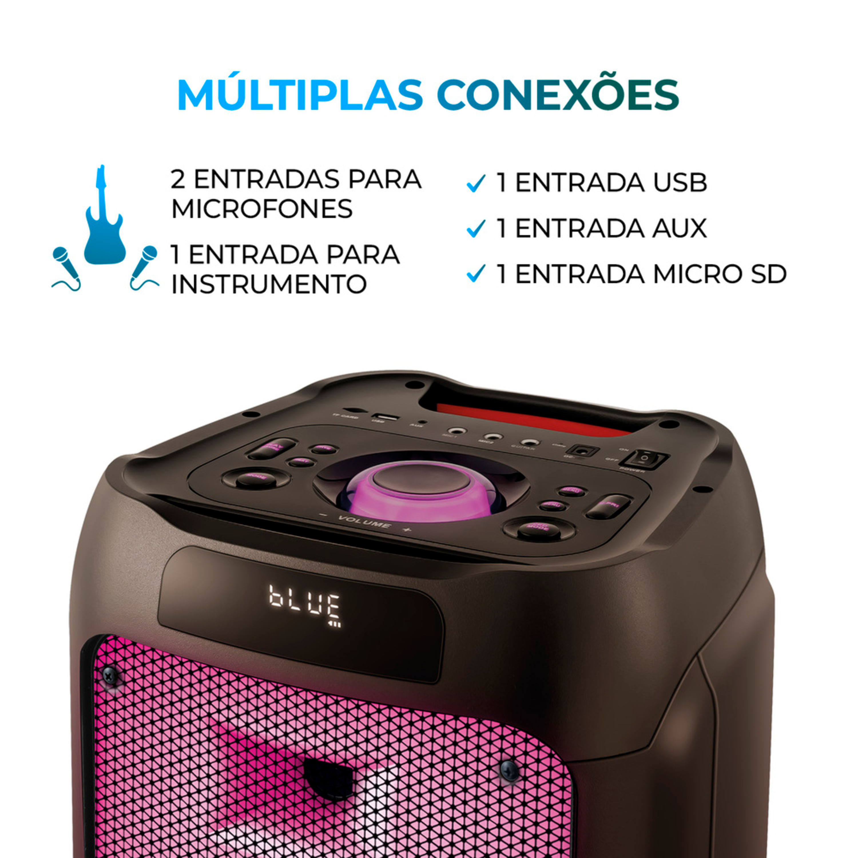 Caixa de Som PartyBox AIWA PB-05 Bluetooth 20H RGB USB TWS Preto BIV