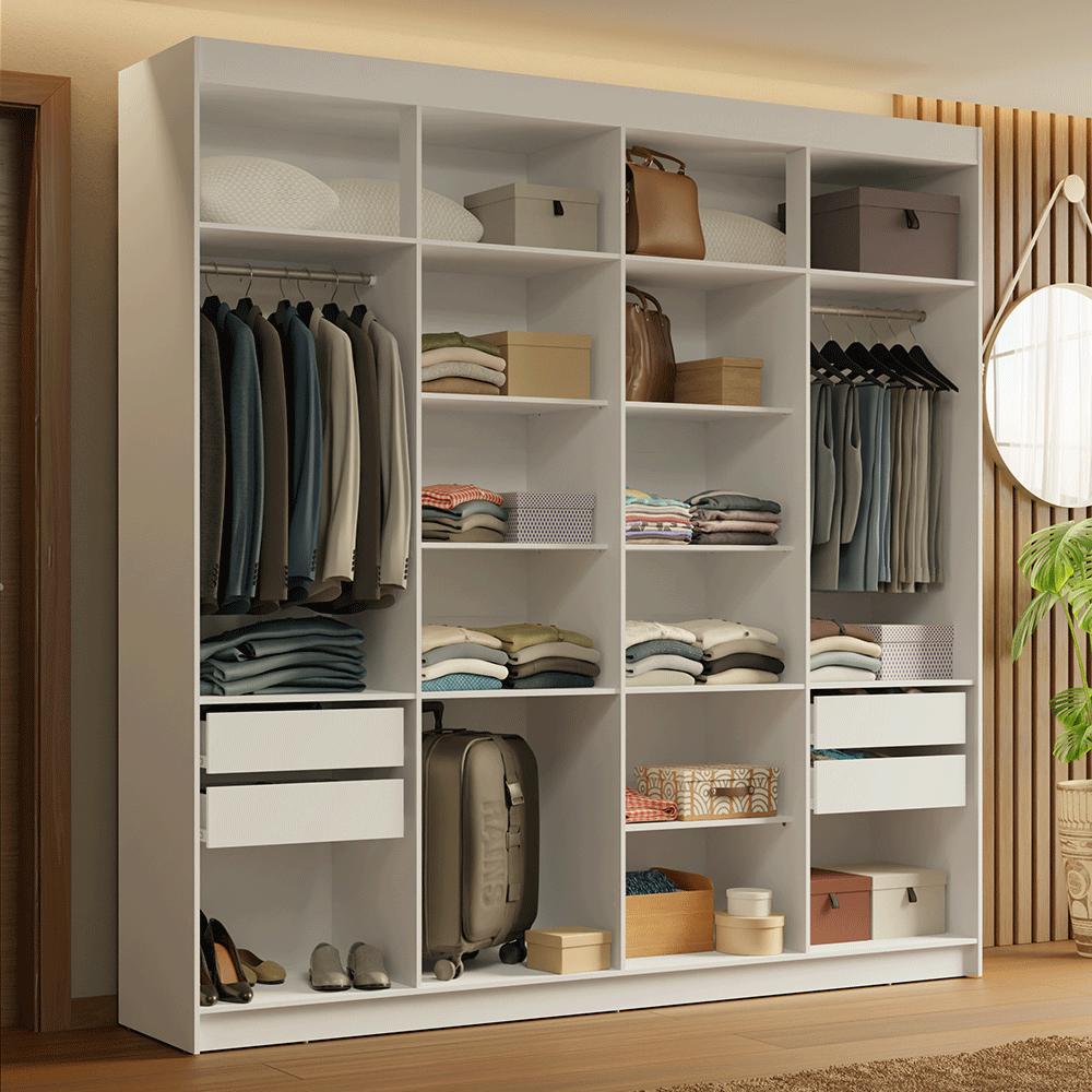 Miniatura Guarda-Roupa Closet 4 Gavetas 216 cm Branco Venus Madesa Branco