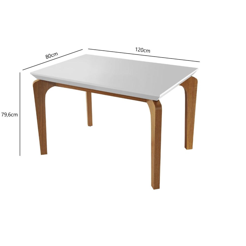 Miniatura Mesa 120cm Tampo MDF Canto Reto Dublin Rufato Off White/Imbuia