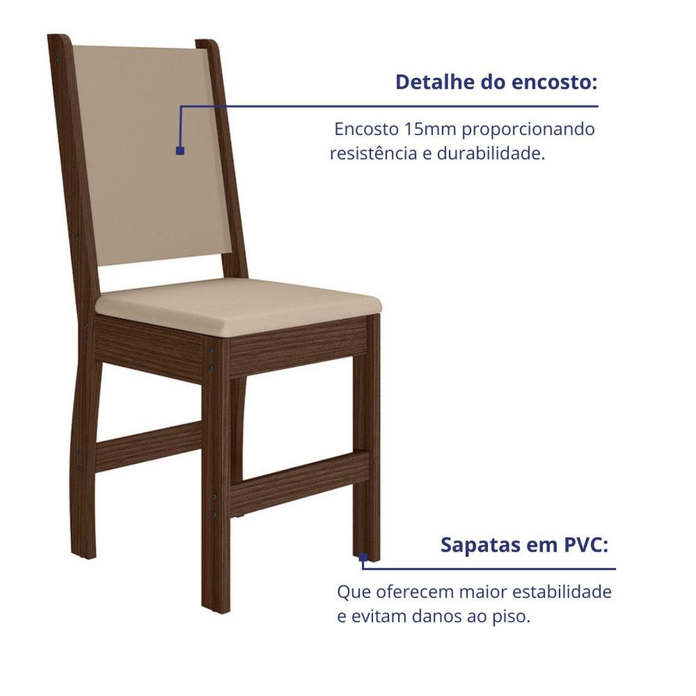 Conjunto 6 Cadeiras para Cozinha Clara Amêndoa/Savana