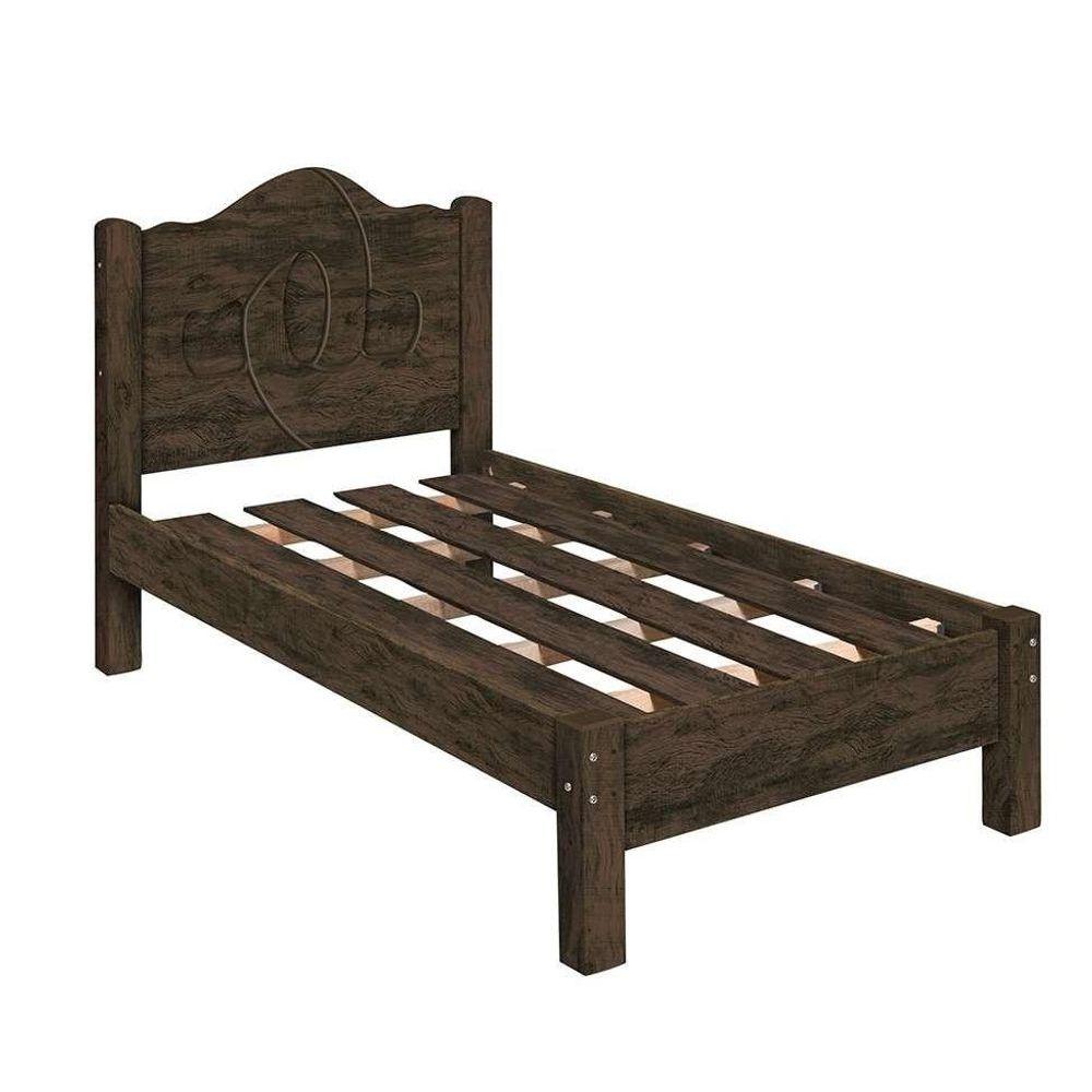 Miniatura Cama Siena Solteiro Nogal - Carmolar
