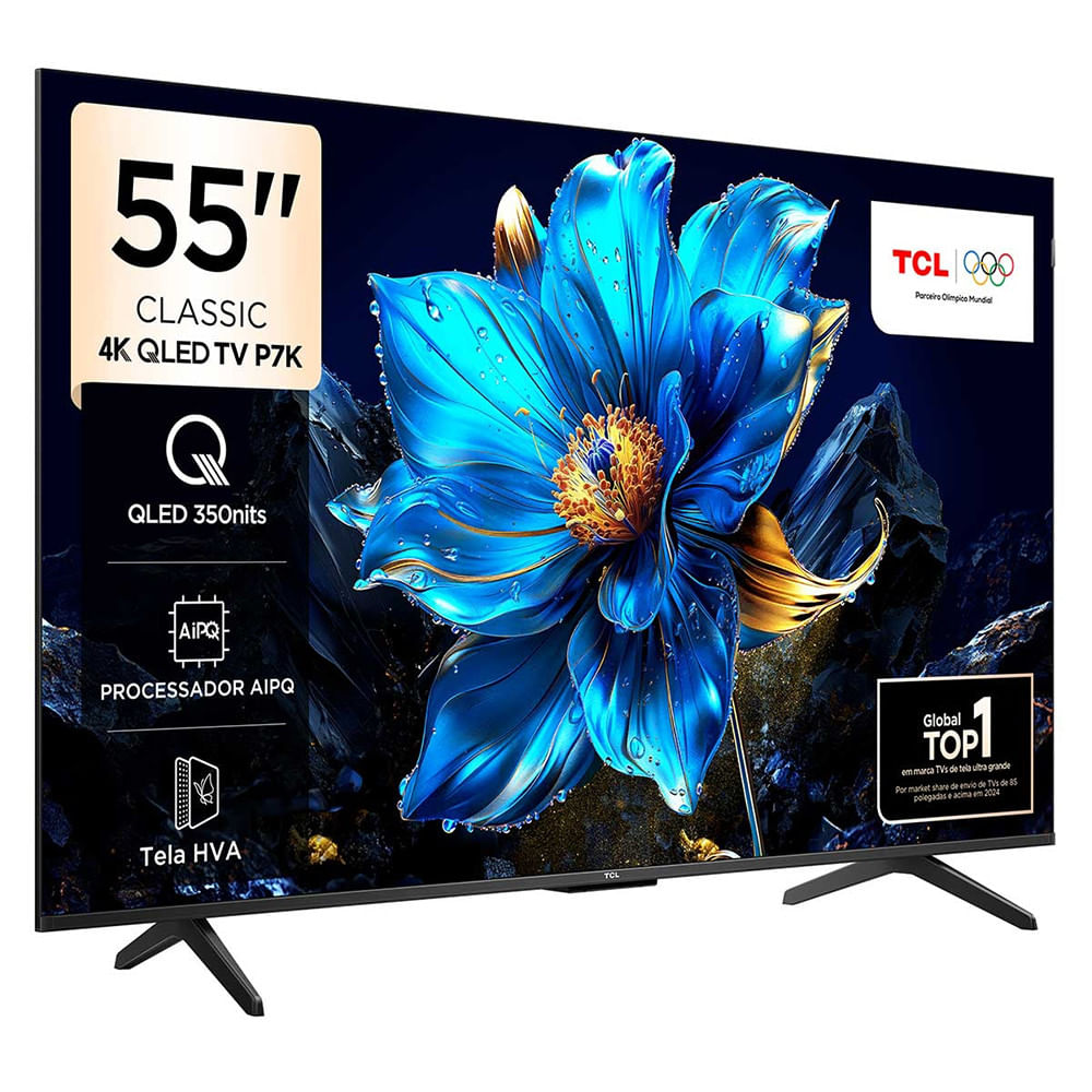 Miniatura Smart TV TCL 55 Polegadas 55P7K 4K UHD QLED Google Tv Preto - Bivolt