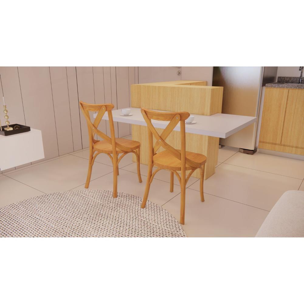 Miniatura Conjunto 4 Cadeiras de Madeira Maciça Tauarí X Texas Nozes