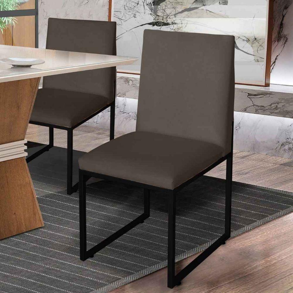 Kit 4 Cadeira De Jantar Escritorio Industrial Garden Ferro Bronze Suede Marrom
