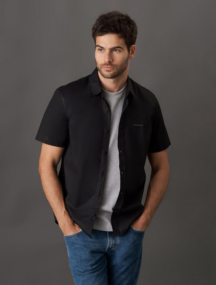 Miniatura Camisa Masculina Logo No Peito Calvin Klein Jeans - Preto Camisa Masculina Logo No Peito Calvin Klein Jeans Preto g