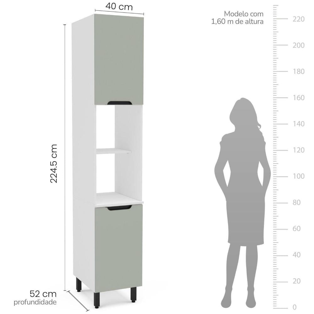 Cozinha Completa 4 Peças 224,5cm X 240cm Meena Branco/Verde Oliva